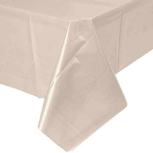 2 Plastic Rectangular Tablecloths 54 inchX 108 inch Table Cover - Ivory