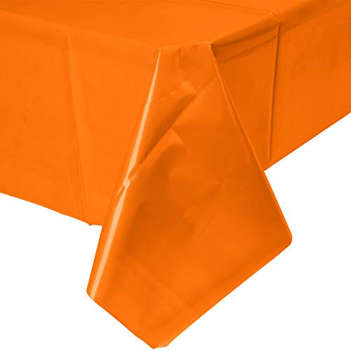 2 Plastic Rectangular Tablecloths 54 inchX 108 inch Table Cover - Orange