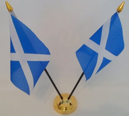 Flag Scotland St Andrews Saltire 2 Desktop Table Display with Gold Base Flag Scotland St Andrews Saltire 2 Desktop Table Display with Gold Base