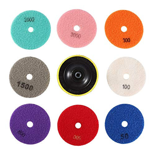 Jadeshay 8 Polishing Pads 100mm Wet Dry Polishing Disc Pads for Granite Marble Concrete Stone