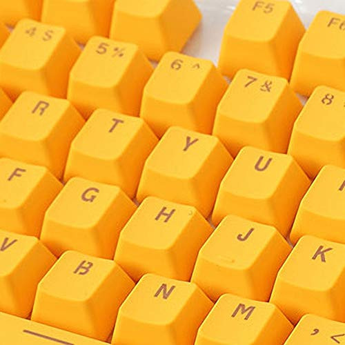 MOHALIKO PBT Keycaps Yellow Keycaps Set 106 Keys PBT Solid Color Backlight Keycaps Replacement for Mechanical Keyboard for Mechanical Gaming Keyboard