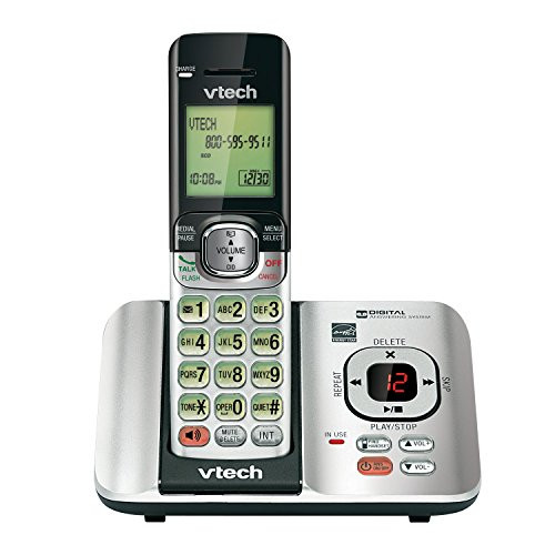 VTech CS6529 DECT 6.0 Phone Answering System with Caller ID/Call Waiting, 1 Cordless Handset, Silver/Black