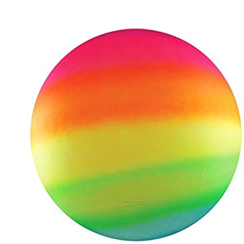 Giant Neon Rainbow Beach Ball - Inflatable Bounce Ball - Beach Toy 17 inch