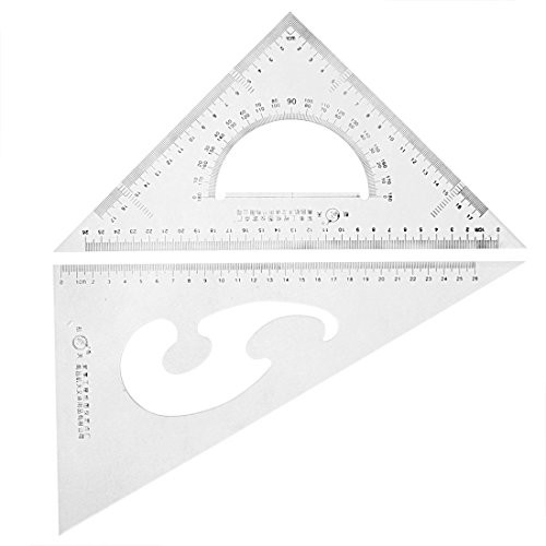uxcell Stationery 30/60 45 Degree Drawing Triangle Rulers Protractor 2 Pcs