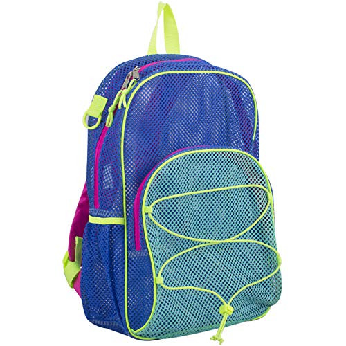 Eastsport Mesh Bungee Backpack With Padded Shoulder Straps Dynamic Blue/Turquoise/Hot Pink/Neon Yellow