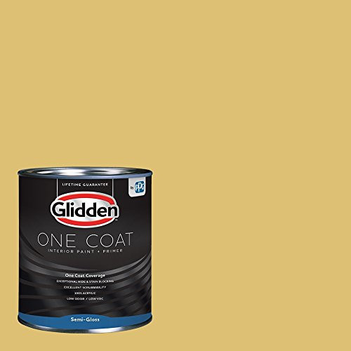 Glidden Interior Paint  Plus Primer Yellow Interior Paint /Tropical Siesta One Coat Semi-Gloss 1 Quart