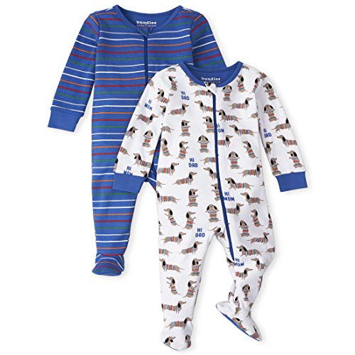 The Childrens Place Baby and Toddler Boys Dog Snug Fit Cotton One Piece Pajamas 2-Pack White 6-9MONTHS