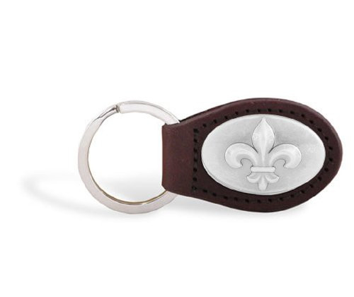 Fleur de Lis - Leather Brown Key Fob