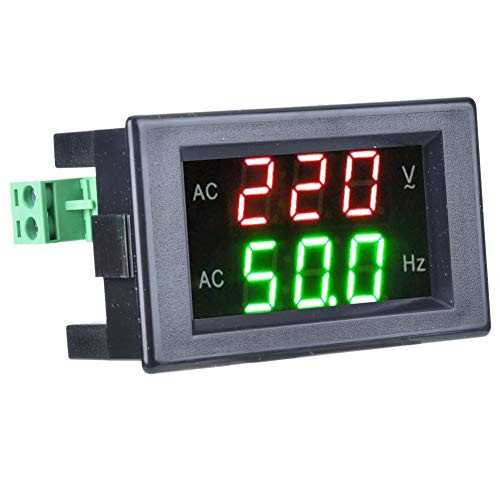 Voltmeter Frequency MeterJadpes Dual Display LED Digital AC Voltmeter Frequency Meter Testing Tool Generator LED Display Voltage Frequency Meter Tester-Black-