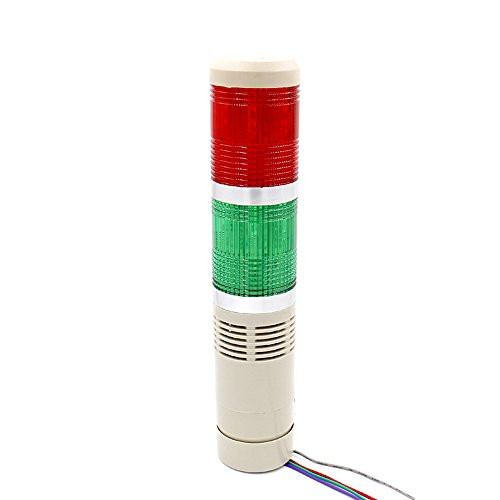 Baomain Industrial Signal Light Column LED Alarm Round Tower Light Indicator Continuous Light Warning Light Buzzer Red Green DC 24V