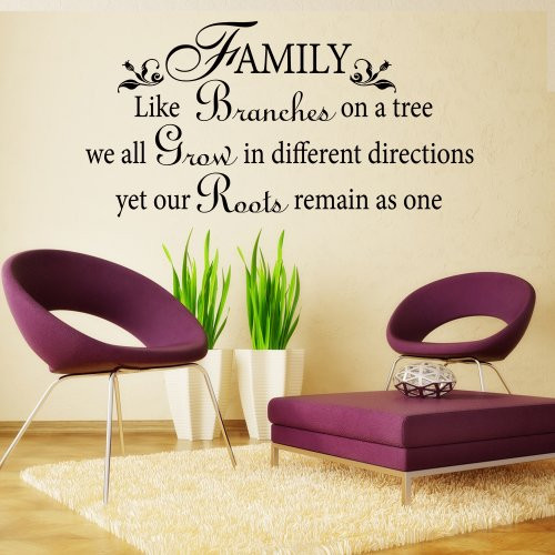 DigTour WallArt Family Like Branches on a Tree Vinyl Wall Sticker Family Wall Decals Art Mural Quote Living Room Decor Brown