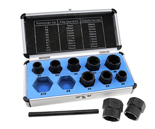 11pcs 3/8" Drive Socket 9-19mm Damaged Nut Stud Extractor Bolt Remover Locking