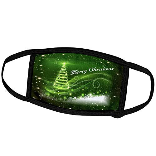 3dRose Image of Star Studded Green Sky with Tree and Merry Christmas - Face Covers -fc_325534_1-