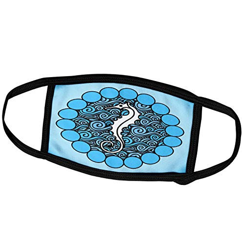 3dRose TNMGraphics Sea Creatures - Seahorse in a Circle of Waves - Face Covers -fc_222944_2-