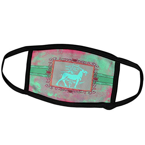 3dRose Majestic Goat Next to Tree Pewter Look Frame Bright Green and. - Face Covers -fc_186413_2-