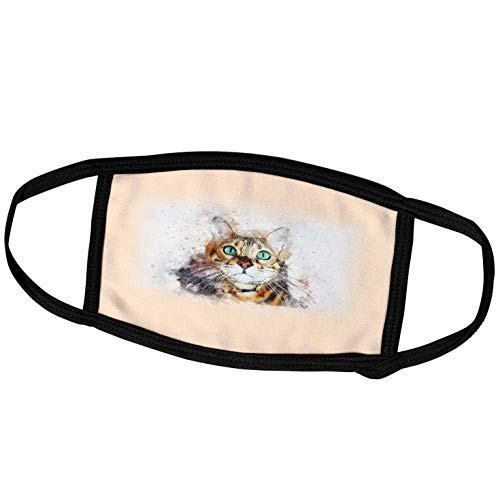 3dRose Image of Big Green Eyed Tabby in Watercolors - Face Covers -fc_299573_3-