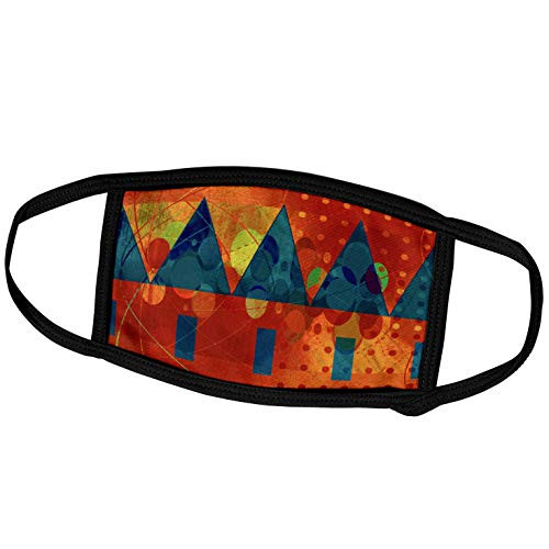 3dRose Abstract Christmas Trees Green on Orange - Face Covers -fc_58434_3-