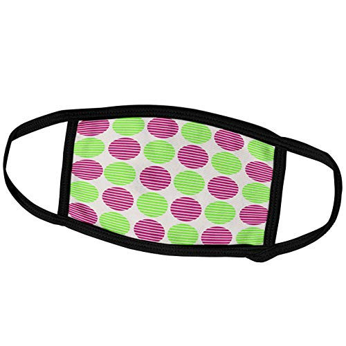3dRose Contemporary Lime Green and Pink Striped Circles Pattern - Face Covers -fc_222458_3-