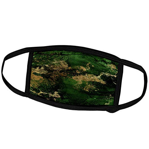 3dRose Deep Jewel Green Watercolor Abstract with Faux Gold Touches - Face Covers -fc_282976_2-