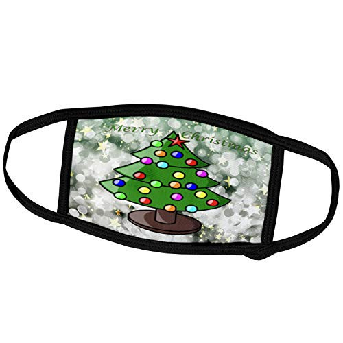 3dRose Image of Christmas Tree On Green Bokeh with Merry Christmas - Face Covers -fc_290310_3-