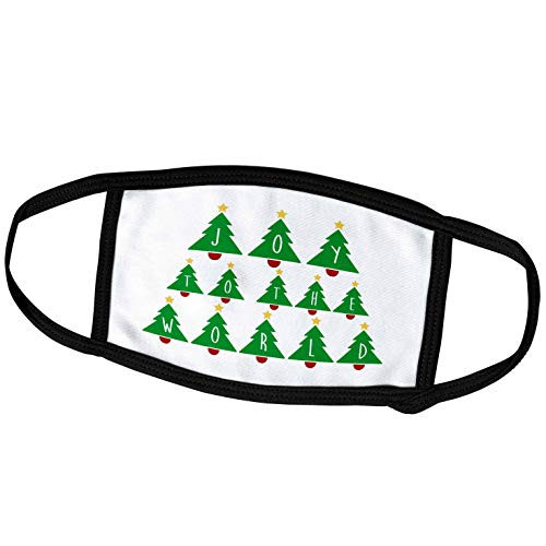 3dRose Joy to The World- Christmas Tree Design in Green White and Red - Face Covers -fc_261888_2-