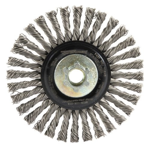 Forney 72849 Wire Wheel Brush, Industrial Pro Stringer Bead Twist Knot with 5/8-Inch-11 Threaded Arbor, 5-Inch-by-.020-Inch Forney 72849 Wire Wheel Brush, Industrial Pro Stringer Bead Twist Knot with 5/8-Inch-11 Threaded Arbor, 5-Inch-by-.020-Inch