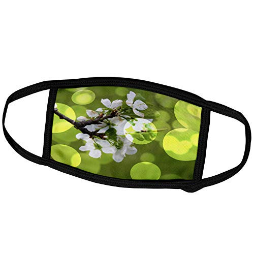 3dRose Photograph of White Flowers with A Green Bokeh Overlay - Face Covers -fc_213641_3- 3dRose Photograph of White Flowers with A Green Bokeh Overlay - Face Covers -fc_213641_3-