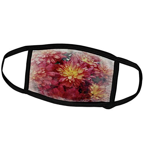 3dRose Image of Watercolor Red and Yellow Mum Flowers - Face Covers -fc_340513_3-