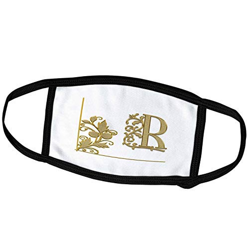 3dRose Elegant Yellow Floral Ornament Monogram. Pretty Initial R - Face Covers -fc_300016_3- 3dRose Elegant Yellow Floral Ornament Monogram. Pretty Initial R - Face Covers -fc_300016_3-