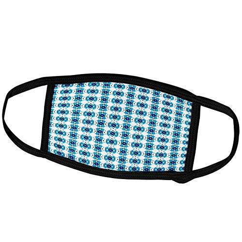 3dRose Shades of Blue and Green Rows of Abstract Geometric Shapes on a. - Face Covers -fc_63855_3-