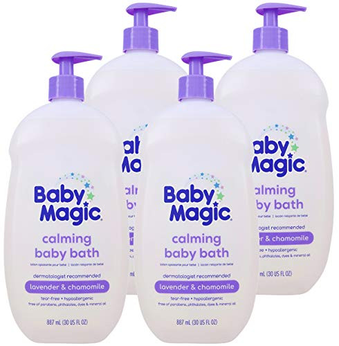 Baby Magic Calming Baby Bath - 30oz -Pack of 4- - Lavender  and  Chamomile - Tear-Free Free of Parabens Phthalates Sulfates and Dyes
