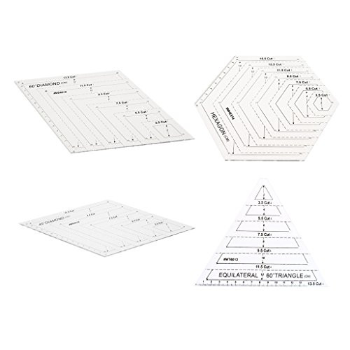 4Pcs Quilting Ruler Sets Patchwork Plastic Template Handmade Quilt Templates Stencil Diamond Grade Ruler Triangles Hexagon  and  Diamond Acrylic Patchwork Rulers DIY Sewing Tools Knitting Craft Accessory