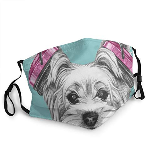 ETHAICO Fillter Face Cloth for Mens and Womens?Dog with Headphones Music Listening Yorkshire Terrier Hand Drawn Caricature?Cold Mouth Dustproof Double Protection ETHAICO Fillter Face Cloth for Mens and Womens?Dog with Headphones Music Listening Yorkshire Terrier Hand Drawn Caricature?Cold Mouth Dustproof Double Protection