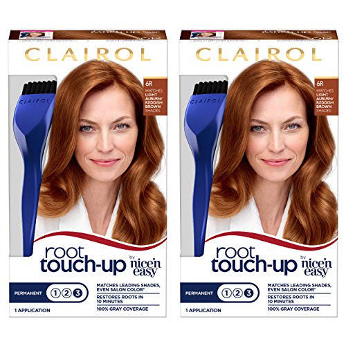 Clairol Root Touch-Up Permanent Hair Color Creme 6R Light Auburn Brown -Pack of 2-
