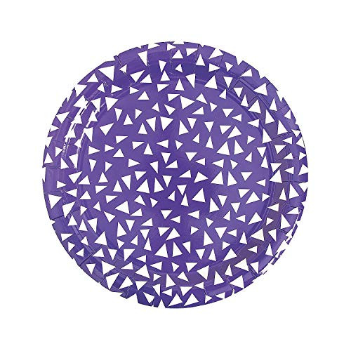 PURPLE TERRAZZO TRIANGLE DINNER PLATE - Party Supplies - 8 Pieces