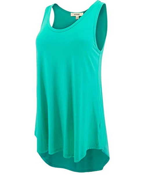 LUVAGE Womens High Low Tunic Tank Top Shirt - Casual Sleeveless Loose Fit Tops Mint LUVAGE Womens High Low Tunic Tank Top Shirt - Casual Sleeveless Loose Fit Tops Mint