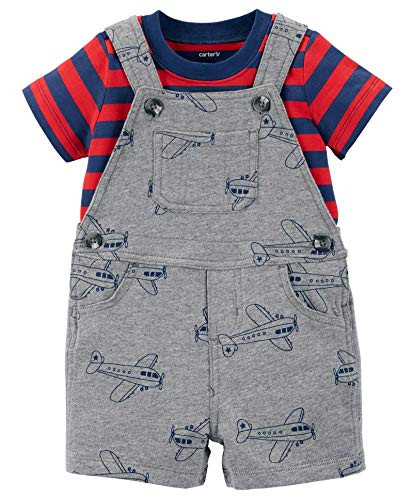 Carters Boys 2-Piece Aircraft Shortalls Set Gray -18 Months-