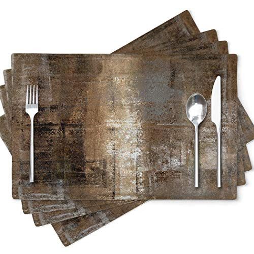 GALMAXS7 Brown Grey Placemats Farmhous Placemats Modern Abstract Art Heat Resistant Placemats for Dining Table 18 x 12 Inches Place Mats Set of 4 Washable Cloth Placemats for Home Kitchen
