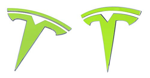 Custom Cut Graphics Tesla Model Y Logo Decal Wrap 4-pc Set -Gloss Lime Green-