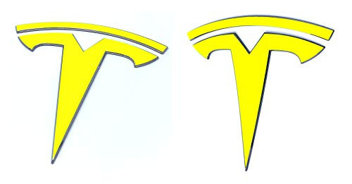 Custom Cut Graphics Tesla Model Y Logo Decal Wrap 4-pc Set -Neon Yellow-