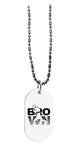 Hat Shark Football Sports Athletic Player - 3D Color Printed Military Dog Tag Luggage Tag Pendant Metal Chain Necklace -Brown 84-