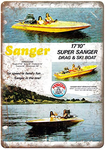 Sanger 1710 inch Circle Boat Vintage Ad 10 inch x 7 inch Reproduction Metal Sign L85
