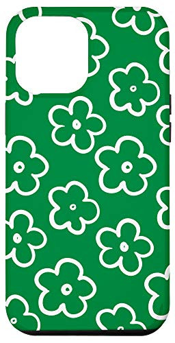 iPhone 12 Pro Max Cute Flower Pattern Wildflower Dark Green and White Floral Case