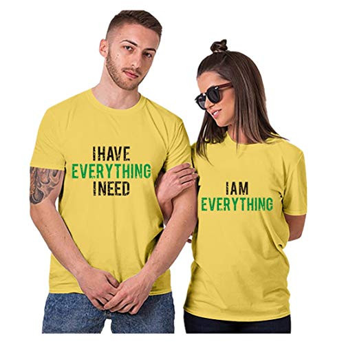 aihihe Wedding Matching Valentines Day T-Shirt Couples T-Shirts for Boyfriend  and  Girlfriend Letter Print Tees Yellow