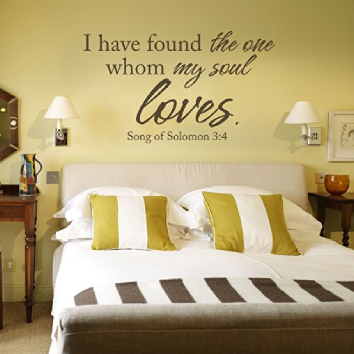 I Have Found The one whom My Soul Loves Vinyl Love Wall Decal Love Wall Quote Romantic Love Saying Bible Song Wall Sticker Bedroom Art Decroation Dark Brown
