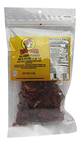 Buc-ees Texas Hill Country Brand Hot and Spicy Beef Jerky in Resealable Bag 4 Ounces