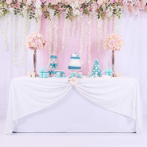 BalsaCircle Rectangular Sequin Tablecloth White Wedding Tablecloth 60 x 102-Inch for Wedding Party Christmas Day