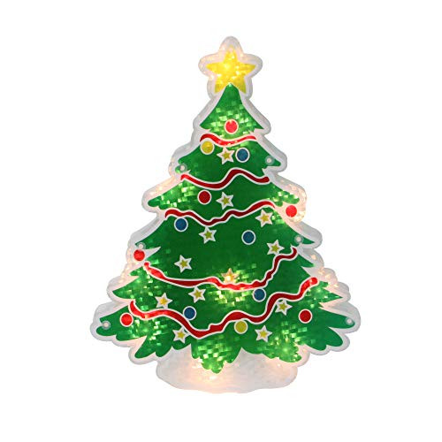 Northlight 12.5 inch Lighted Holographic Christmas Tree Window Silhouette Decor
