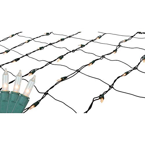 4 x 6 Clear Mini Incandescent Christmas Net Lights - Green Wire