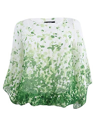 Alfani Womens Petites Chiffon Printed Pullover Top Green PP
